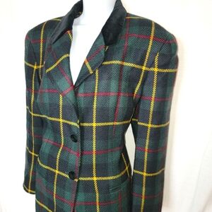 Vintage 90s Jones New York Womens Wool Tartan Plaid Blazer & Skirt Size 10